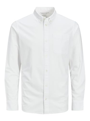 JACK & JONES JprblubrookCamiseta Oxford (Talla L/S) Camisa, Blanco, L para Hombre