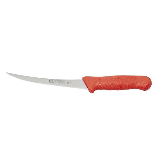 Winco 6' Commercial-Grade German Steel Boning Knife, Curved, Red