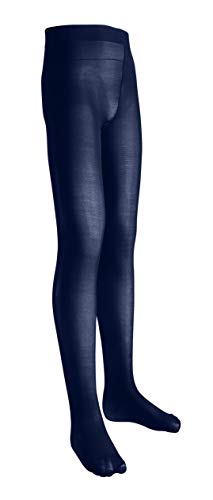 Sportoli Girls Microfiber Deluxe Hold and Stretch Footed Ballet Tights - Navy (size 6/8)