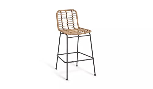Image of OUTLIVING Rattan Wicker Outdoor Bar Patio Round Table with 2 Cushion Chairs Set for Home Graden Balcony 2 Seater Bar Patio Furniture (Black)