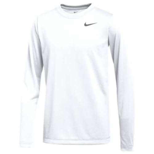 Nike Boys Legend Long Sleeve Athletic T-Shirt (US, Alpha, Medium, Regular, White/Cool Grey)