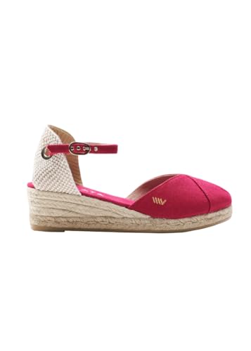 Image of Viscata Pubol Espadrille Canvas Low Wedges with Ankle Strap Spain Handmade 2 inch Heel Women's Sandals with Breathable Organic Cotton Canvas and 100% Natural Jute for all Occasions: Casual, Work, Party
