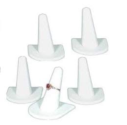 RJ Displays 5 Piece Pack-White Faux Leather Ring Finger Jewelry Holder Showcase Display Stands to Display Rings Wedding Rings (5)