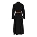 Womens Button Down Lapel Dress Western Cowboy Style High Low Hem Dress Fashion Long Shirts Black