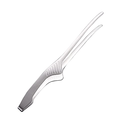 yuchurey トング 取り分け 焼肉 先端がつかない すべりにくい スリム ステンレス 自立式 調理用グリルトング ベーキング キッチンピンセット キャンプ BBQ コンパクト 約全長25×2cm (尖った頭)