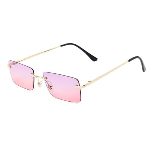 Lunettes de soleil rectangulaires vintage sans monture métal gris femme protection UV400