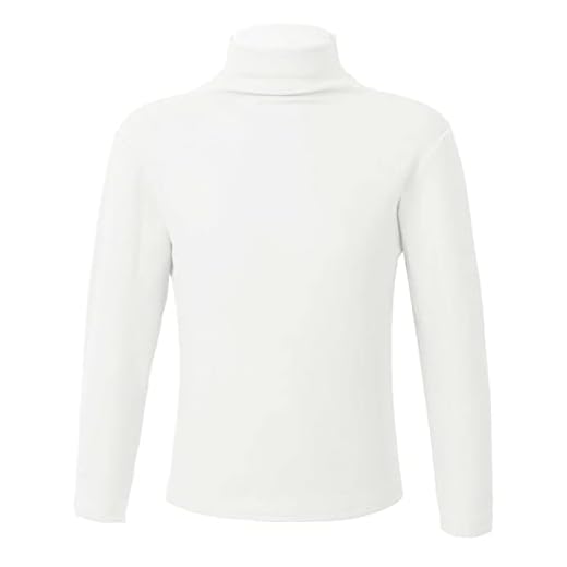 iiniim Camiseta Térmica Interior Unisex Bebé Niños Invierno Suéter Cuello Alto Manga Larga Colores Lisos Sudadera Jumper Pullover Tops Blusa Clásico A Blanco B 7-8 años