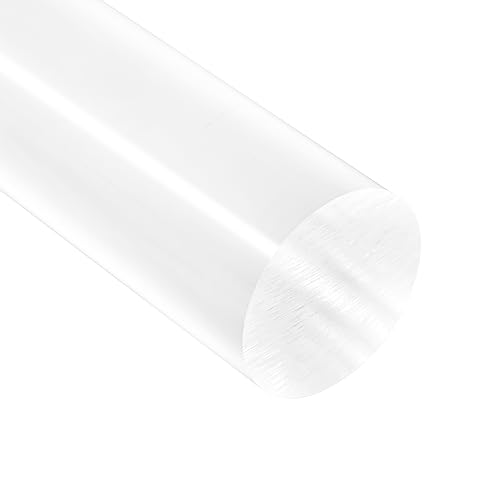 Image of uxcell Acrylic Round Rod, Clear,3 inch Diameter 12-1 /4 inch Length, Solid Plastic PMMA Bar Stick