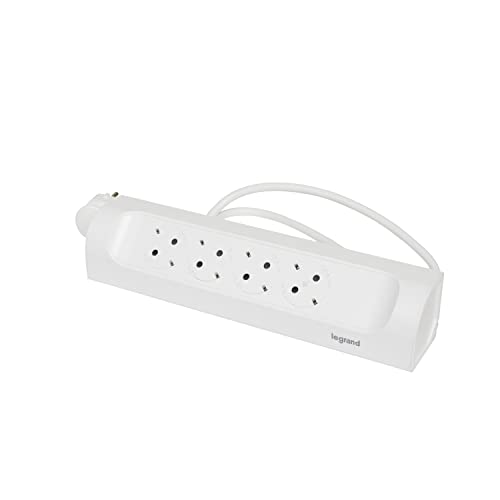 Regleta en ángulo con 4 tomas y cable de 1 metro en color blanco 3