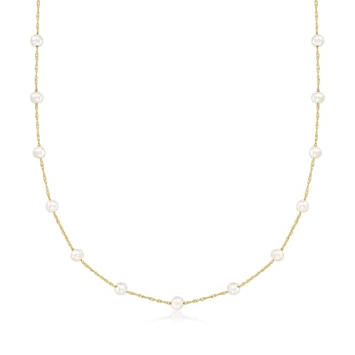 Pure Collection by Ross-Simons 3-3.5mm Cultured Pearl Station Necklace in 14kt Yellow Gold3