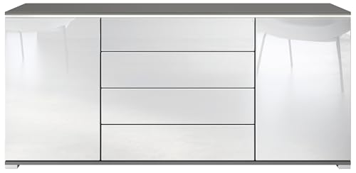 Sideboard Faro V2 - Kommode mit 2 Türen & 4 Schubladen, Schrank mit LED...
