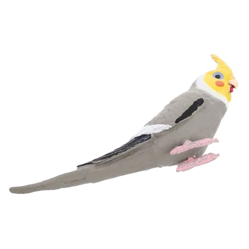NAMOARLY Realistic Cockatiel Parrot Figurine Grey Solid Simulation Bird Model Artificial Parrot Decor for Home Garden Outdoor Display