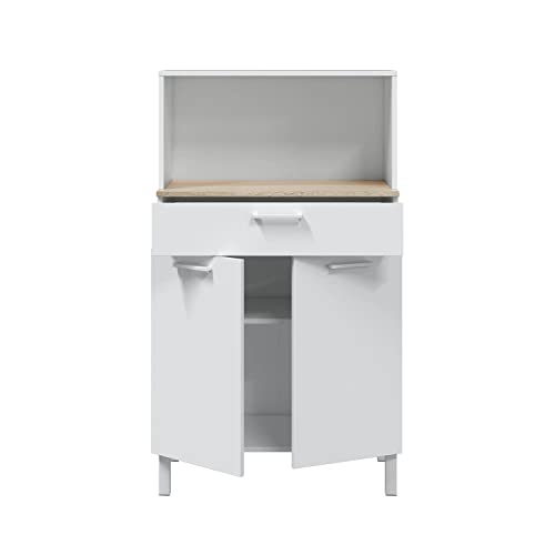 Alacena-de-Cocina-Aparador-Comedor-Mueble-Auxiliar-2-Puertas-1-Cajon-y-Estante-Interior-Acabado-en-Blanco-Artik-y-Roble-Canadian-Medidas-72-cm-Ancho-x-126-cm-Alto-x-40-cm-Fondo