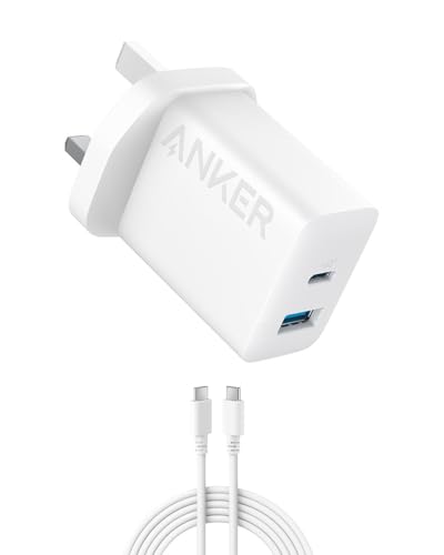 Anker USB C Charger iPhone Charger 20W Dual Port USB Fast Type C Charger for iPhone 16/16 Pro/16 Pro Max/15/14/13/12 iPad Pro/AirPods Samsung S25/S24/S23 and More (USB-C Cable Included)