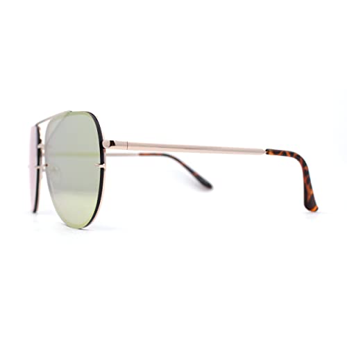 Mens 90s Rimless Officer Style Mirrored Lens Air Force Sunglasses3