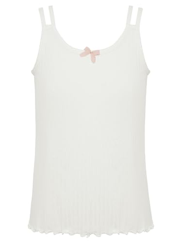 Aislor Kids Girls Sleeveless Bowknot Lettuce Hem Camisole Crop Tank Tops Vest Undershirt Underwear Casual Daily Wear3