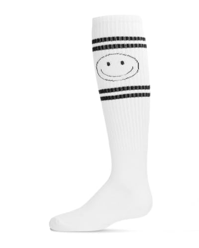 MeMoi Girls' Athletic Smiley Cotton Blend Knee High Socks