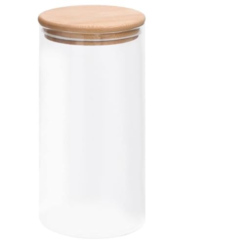 Generico Tarros de cristal con tapa de bambú 4 unidades 1200 ml, galletas