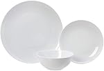 Amazon Basics 18-Piece Ensemble de vaisselle, vaisselle, bols, service pour 6, Coupe de porcelaine blanche
