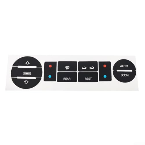 Button Repair Decal Sticker for T5 and For T6 Clima Control Switches, Black with White Lettering, High-Grade Vinyl, Fits Push Button Knobs, No Light Penetration