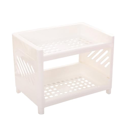 GANAZONO Estante de Especias de Plástico Doble Capa, Tamaño Compacto, Color Blanco, Organizador para Encimera, Adecuado para Almacenamiento en Cocina y Despensa