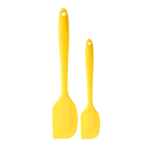 Emoshayoga Raspador de Silicona de Alta Calidad para Hornear Pasteles - Fácil de Usar y Limpiar - Orificio para Colgar - Negro/Rojo/Amarillo/Verde - 1 Pequeño y 1 Grande - Herramienta para Hornear