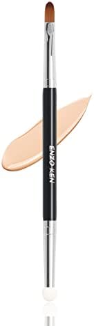 Small Concealer Brush Under Eye Sponge by ENZO KEN, Small Makeup Brush, Flat Concealer Brush, Lipstick Brush, Lip Brush, Small Flat Makeup Brush, Under Eye Concealer Brush, Concealer Blending Brush Under Eye (T301-Black)