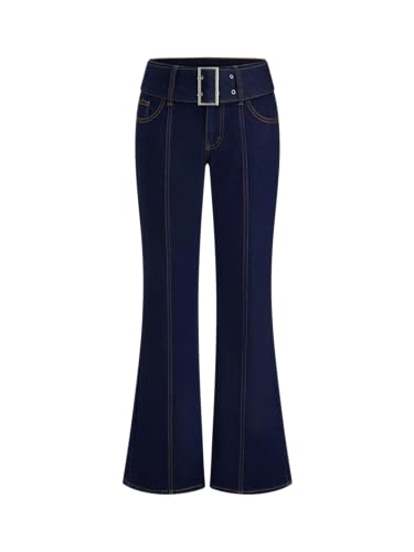 CIDER Flare Jeans for Women Low Waist Denim High Stretch Flared Trousers with Belt Jean Pants Ladies