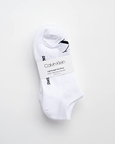 Image of Calvin Klein Womens No Show Socks - 6 Pack Non Slip Heel Lightweight Cotton Blend Low Cut Invisible Socks for Women