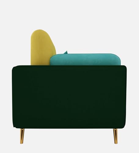 Image of Stylish & Modern Cushioned Couch Relax sectional Sofa in Fabric & Velvet and Heavy Duty Sofa for bedrooms, Living rooms Guest rooms Home and Office-(One seater Sky Blue & Green).