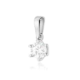 GREMARI Ciondolo da donna in oro bianco 375 (9 K) con diamante Lab Grown 0,70 ct - Ciondolo solitario rotondo 5,8 mm, elegante gioiello in oro regalo per donne