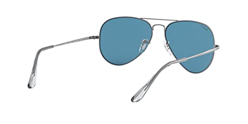 Ray-Ban Unisex RB3689 Aviator Metal II Aviator Sunglasses, Gunmetal/Polarized Blue, 58 mm - image 7