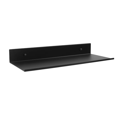 Z metnal Estantes pequeños de metal, mini estante flotante de 30 cm para colección de figuras de acción, estante de pared decorativo, aluminio, montaje en pared, negro mate, 12 pulgadas, 1 unidad
