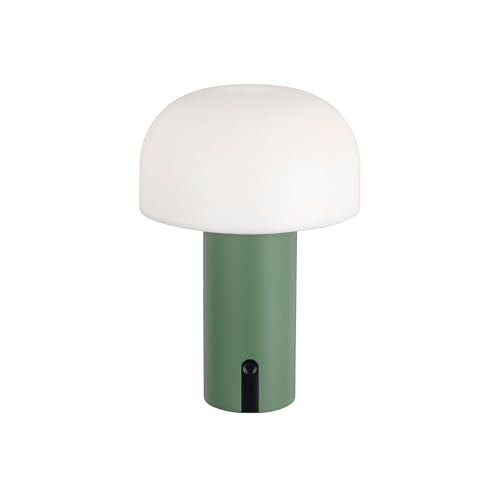 Baroni Home Lampada LED Senza Fili – Design a Fungo, Dimmer Touch, Ricaricabile USB-C, Luce Calda 3000K, Impermeabile per Interni ed Esterni, Metallo Verniciato, Altezza 22 cm (Verde, 1 Pezzo)