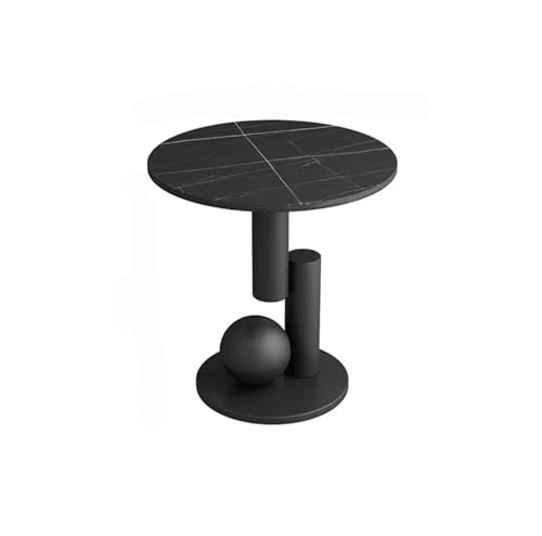 ZIGUIhsou-11 Mesa de Centro Mesa Auxiliar, Mesa de Centro Pequeña de Metal sobre Bandeja Adecuada for Hogar, Comedor o Sala de Estar Mesas de Centro for Cafeterías y Estudios Mesas auxiliares(Negro)