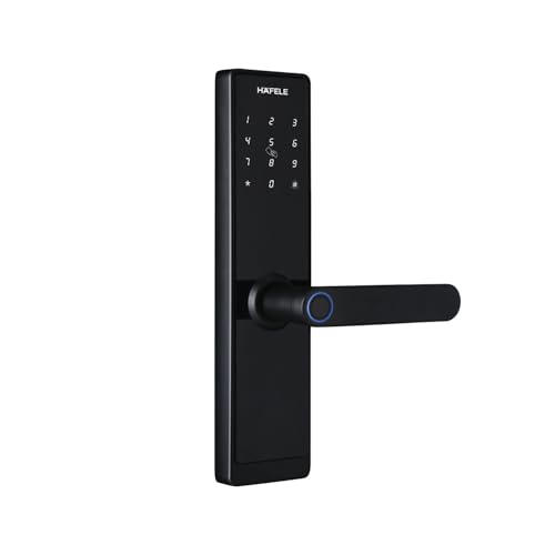 Hafele RE-ACH Smart Digital Lock | Fingerprint | PIN | OTP | RFID Access Card | Mechanical Key | BLE | Mobile App | Privacy Feature | Black Matt Finis
