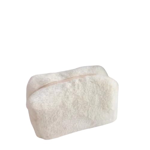 Fluffy Makeup Bag for Women, Soft Plush Cosmetic Pouch, Cute Travel Organizer for Toiletries, Skincare and Accessories (White)-image-37