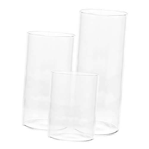 ERINGOGO 3Pcs Glass Candle Shades Windproof Candle Holders for Home Decor Weddings Parties Elegant Transparent Design for Pillar Candles Centerpiece Decorations