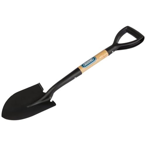Draper 15072 Round Point Mini Shovel with Wood Shaft, 0 V, Black