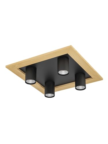 Plafonnier LED moderne spots bois GL1667 pour illuminer une entrée sombre