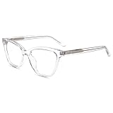 Firmoo Blue Light Blocking Glasses for Computer Reading Womens Cat Eye Acetate Frame Spring Hinge 0.0x Clear