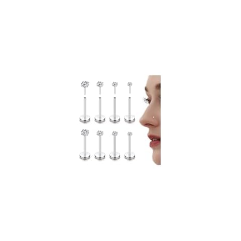 Chriscoco Titanium Labret Studs with CZ Cover