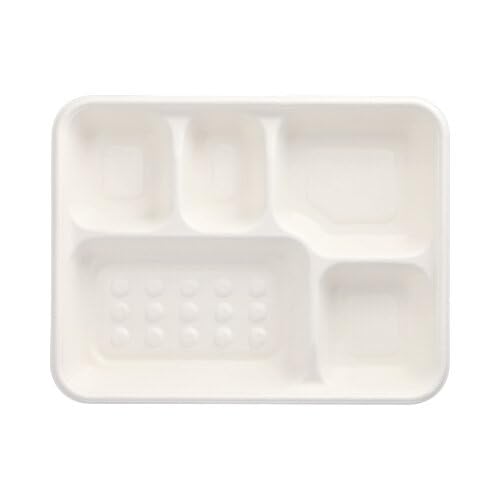 125 Menü-Trays, Zuckerrohr "pure" 5-geteilt 3,7 cm x 22 cm x 28,2 cm weiss