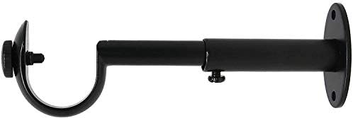 Urbanest Adjustable Solid Zinc Curtain Rod Bracket Wall Holder, Fits 1-inch Diameter Rod, Black