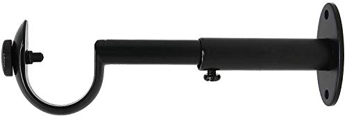 Urbanest Adjustable Solid Zinc Curtain Rod Bracket Wall Holder, Fits 1-inch Diameter Rod, Black