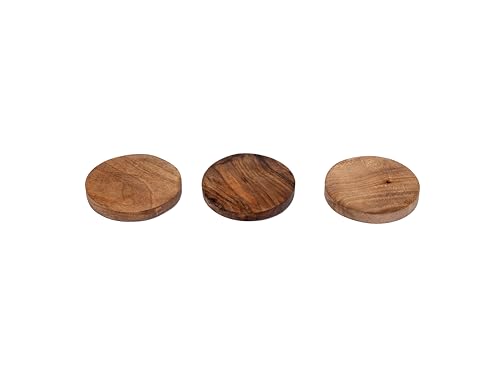 Lot de 6 sous-verres en noyer artisanaux, 8,5 cm, fabriqués à la main au Maroc