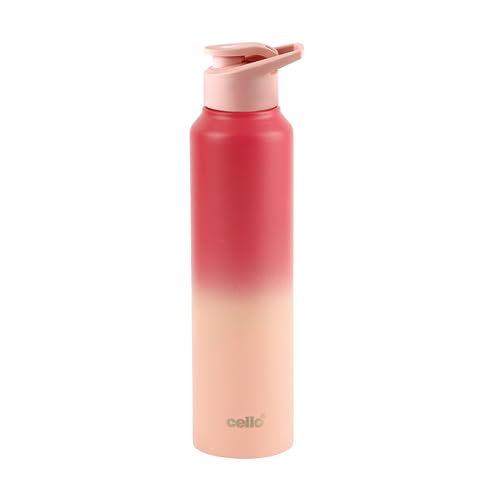 Image of CELLO Aqua Pro Max Stainless Steel Water Bottle 1000 ml Pink | ISI Certified Single Wall Rust & Leakproof Fridge Safe Water Bottle |Stylish Easy Grip Colorful Steel Water Bottle For Office & Daily Use