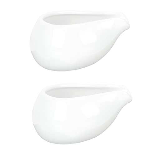 Cabilock 2Pcs Saucière en Céramique Porcelaine Fine Blanc Saucière Saucier pour La Sauce Le Bouillon Les Sauces Les Sauces à Salade Micro- Ondes Et Au Lave- Vaisselle