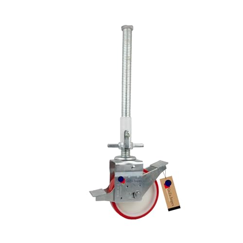 GeZu Impex® Rueda de andamio con frenos 600 kg galvanizada Juego de 1 rueda de andamio ajustable de altura resistente