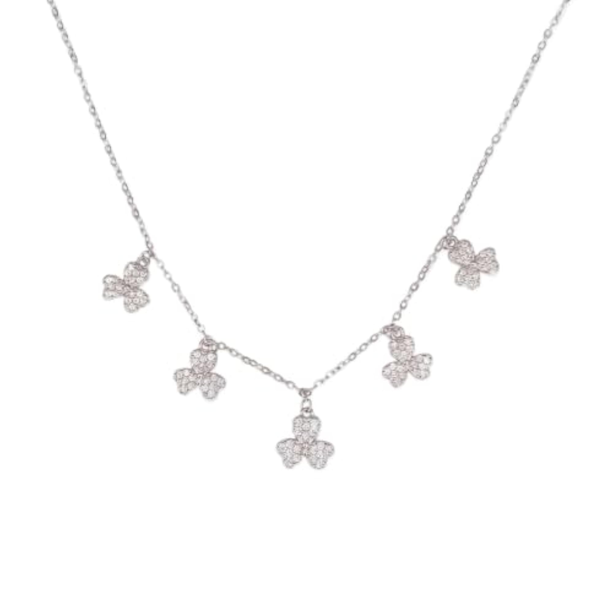 Women's 925 Sterling Silver Multi Clover Pendant Necklace, Adjustable Chain